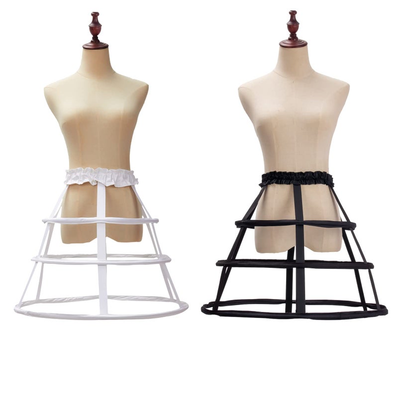 MAYSONG Cage Hoop Skirt Petticoat Dress Pannier Bustle Crinoline Underskirt 3 Hoops White - Image 4